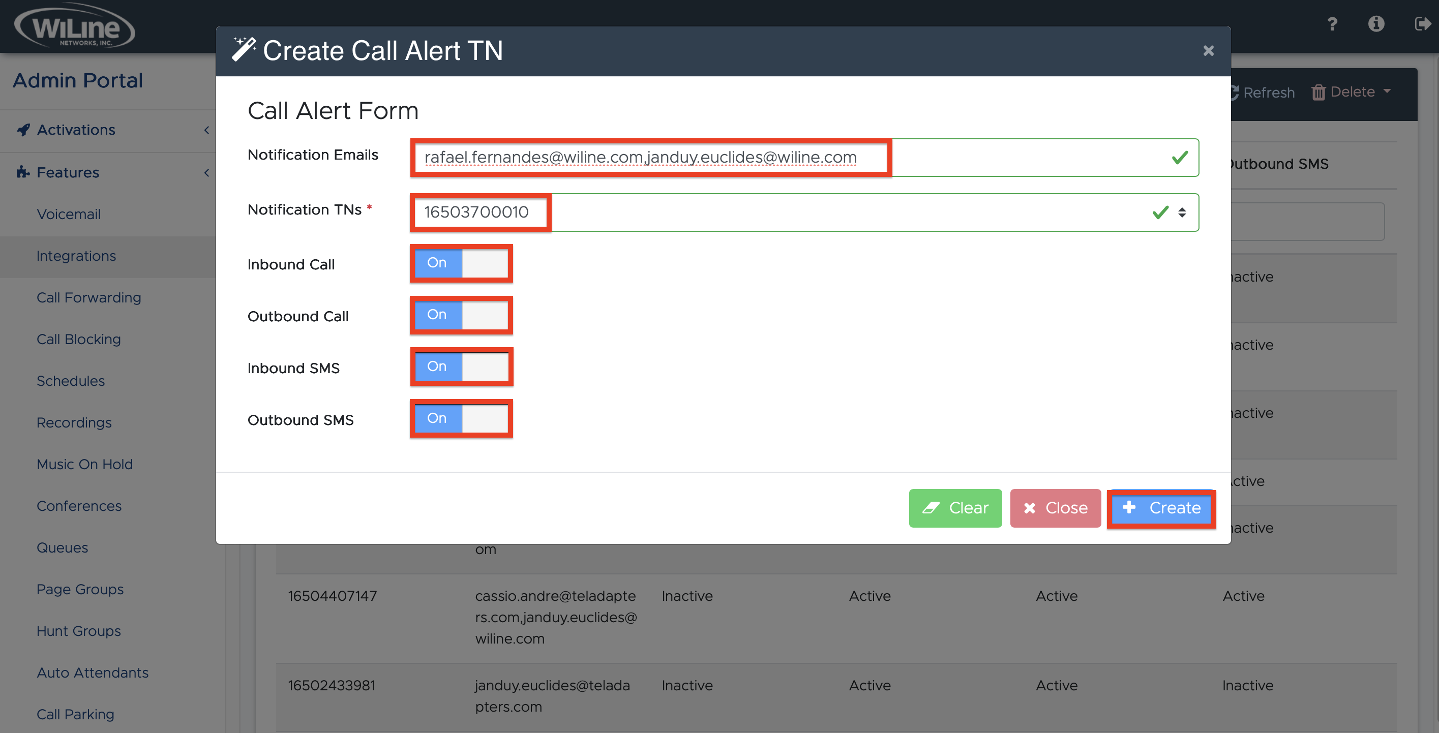 Call Alert Form