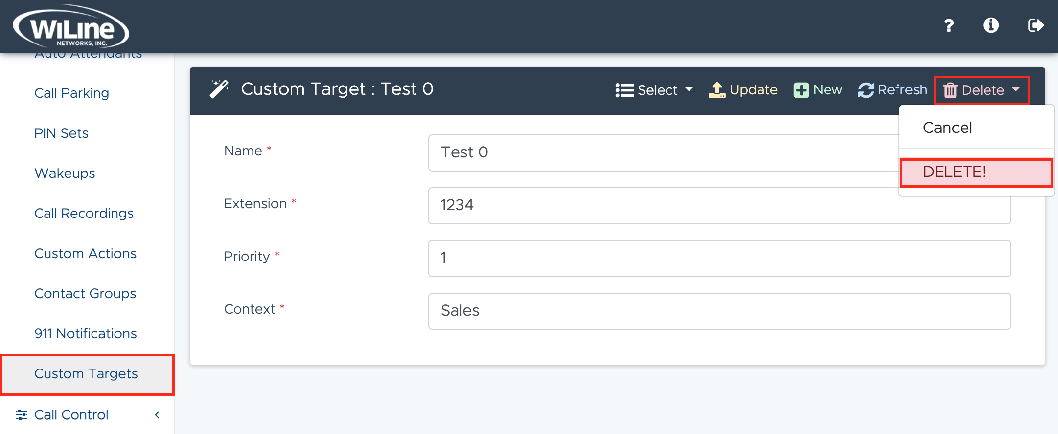 Delete Custom Target