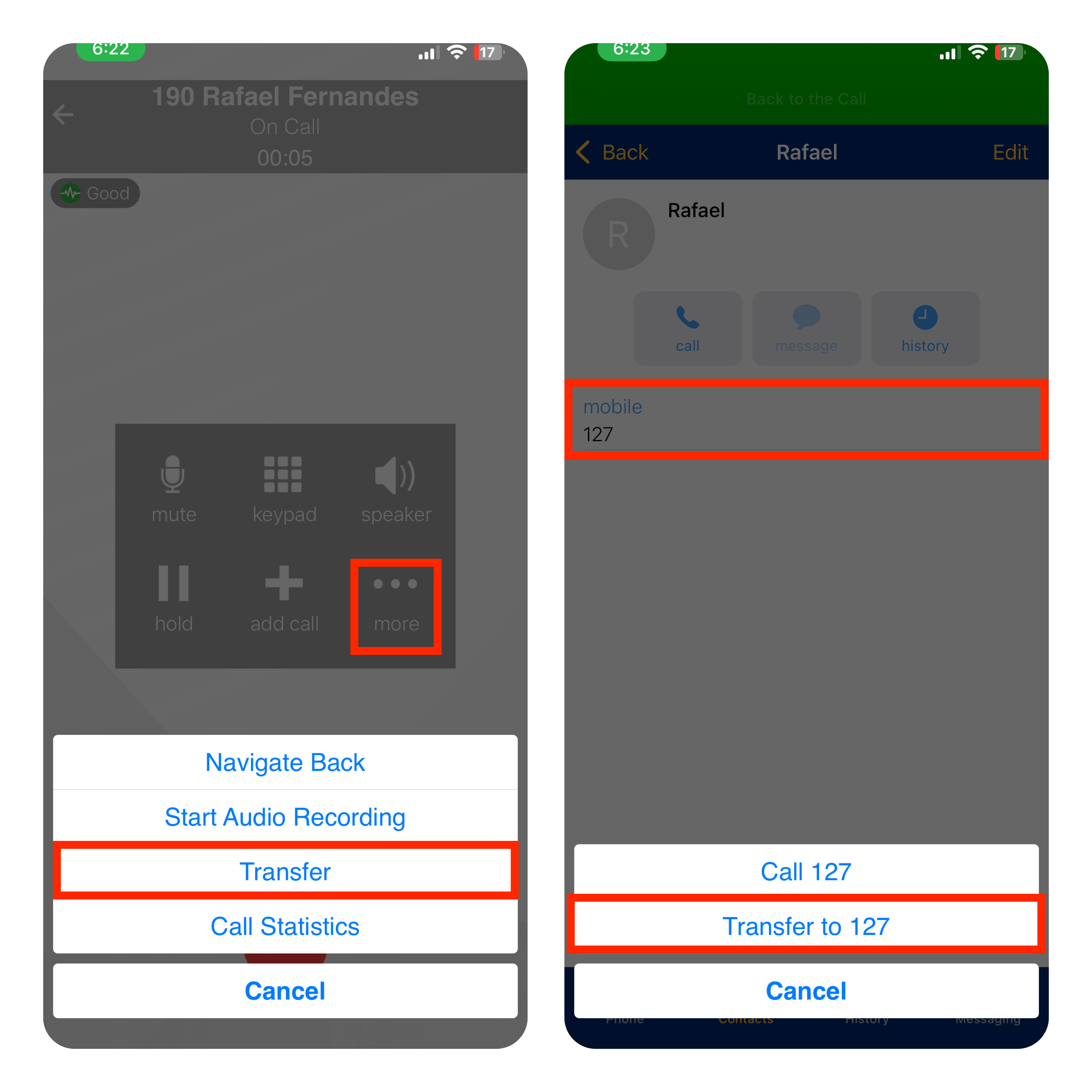 Unattended Transfer Contacts