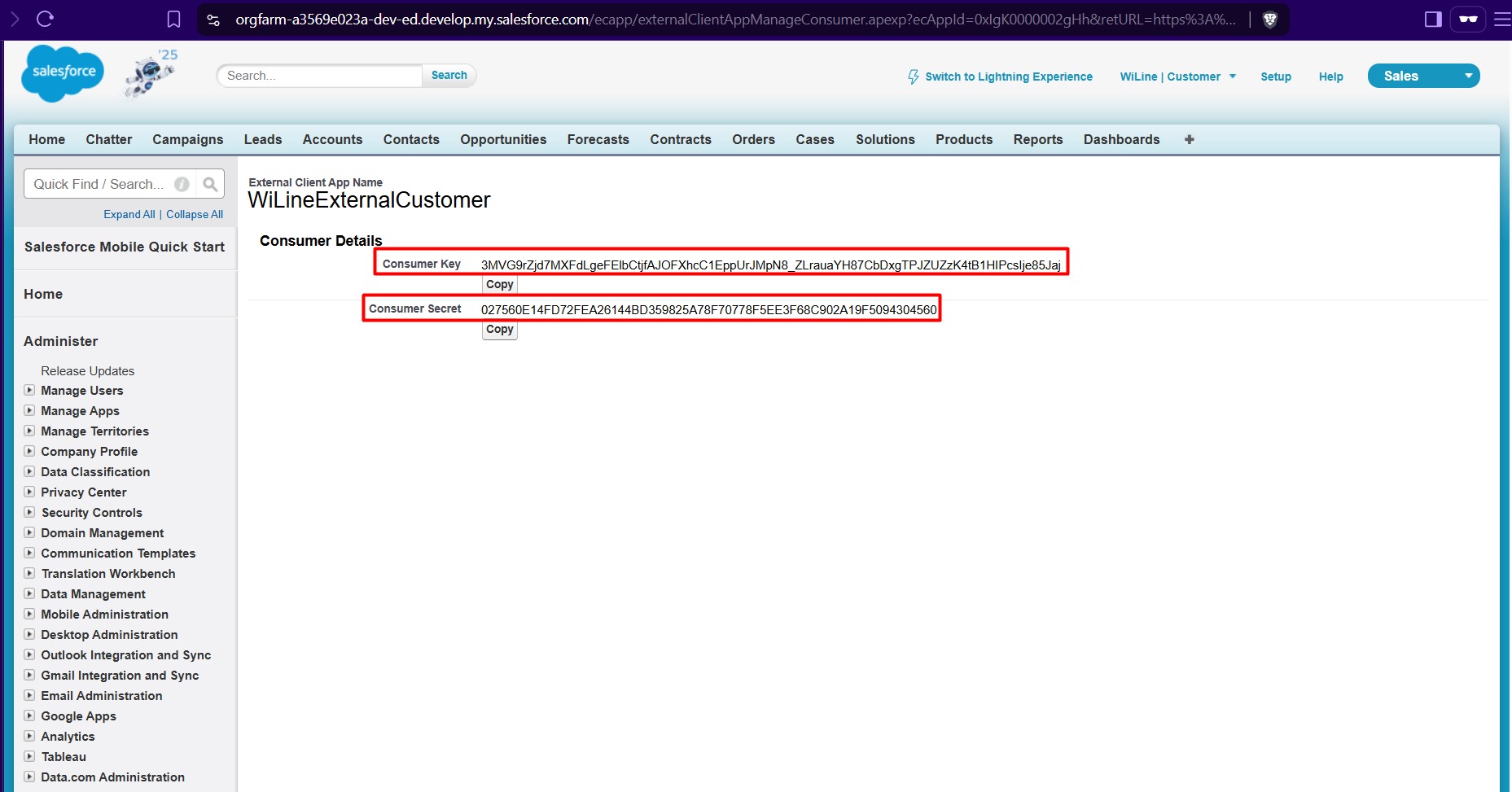 Validated - Consumer Key and Consumer Secret