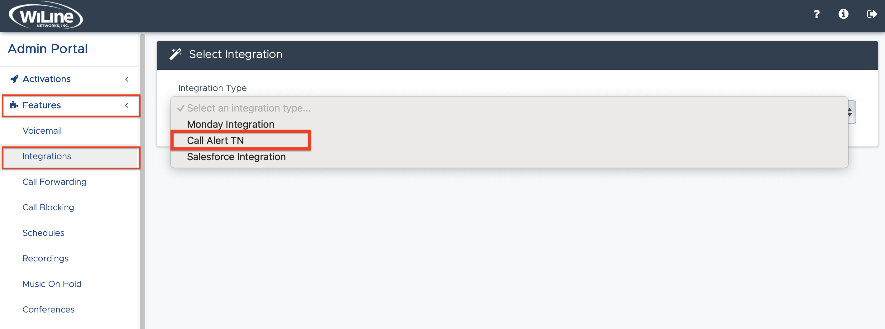 Select Call Alert TN Integration